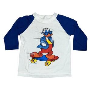 Vintage 80s Disney's Donald Duck graphic Skater single stitch Raglan T-shirt boy